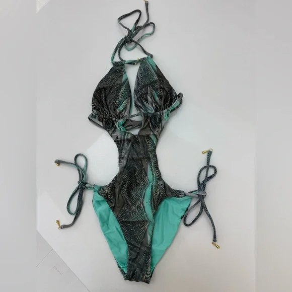 Bellissima Swimwear Monte Carlo Aqua and Black Monokini - Picture 3 of 12